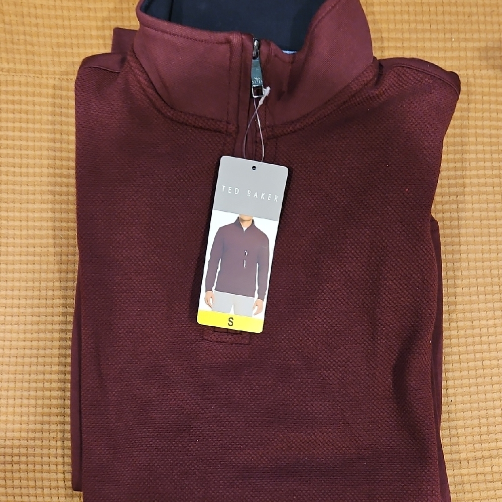 Ted Baker Men's Deep Red Zip-Up Sweater